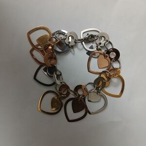 Edforce  Gold and Silver Heart Charm Bracelet